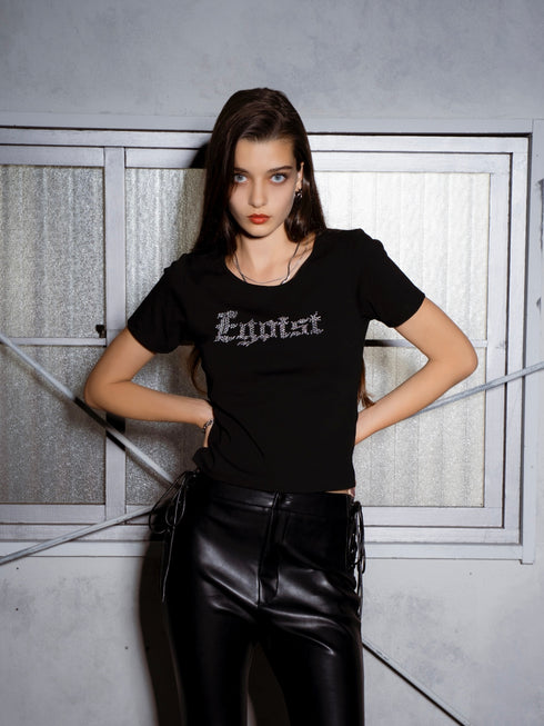 ラインストーンロゴTシャツ
